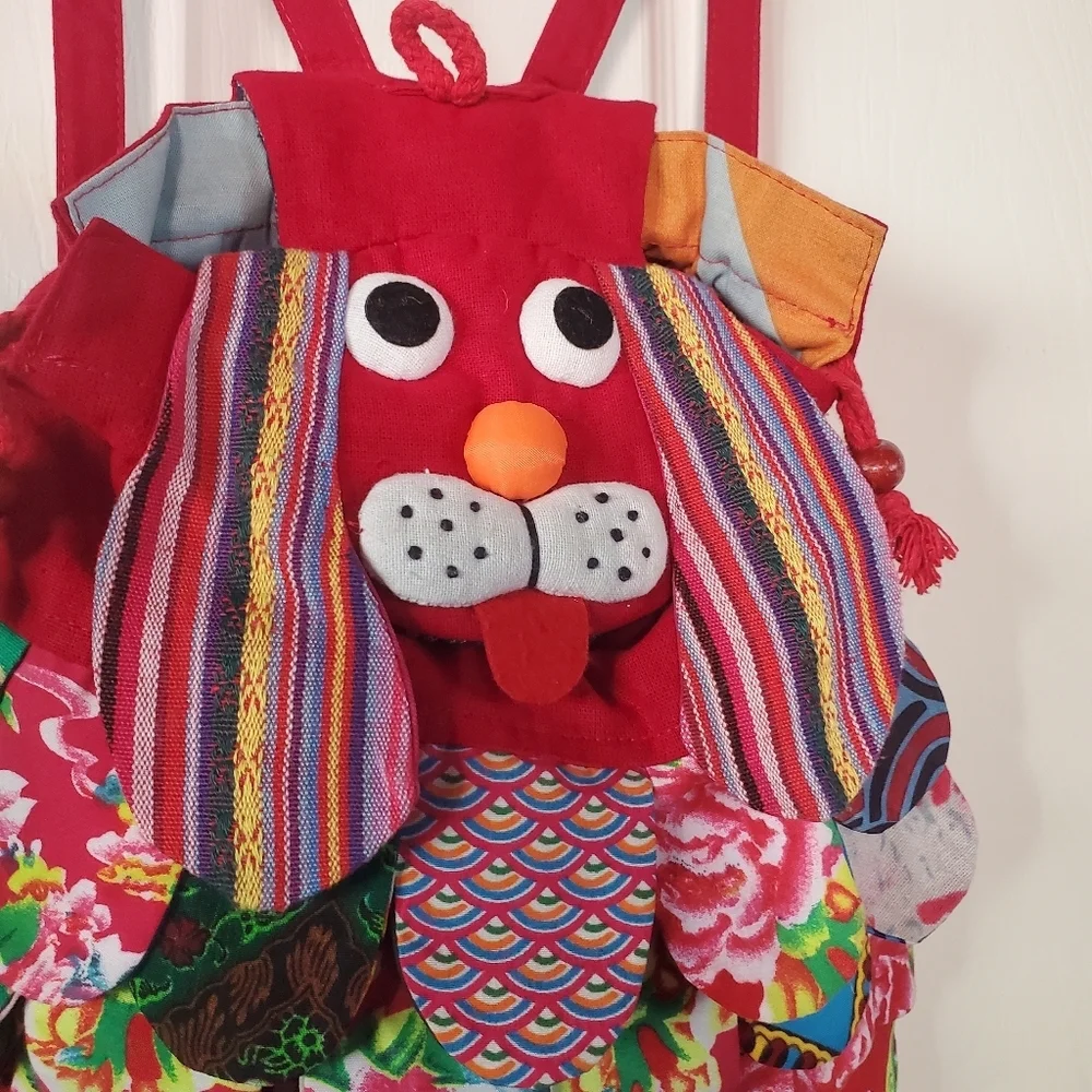 Handmade Novelty Patchwork Dog Backpack Multicolor Fabric Small
